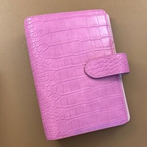 Aura Estelle Personal Rings Planner Cover Pink Crocodile Embossed Faux Leather